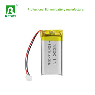 شراء Solar Lithium Cell 802040 3.7V 650mAh Rechargeable Lithium Ion Polymer Battery For Bauty Device تصنيع عبر الإنترنت