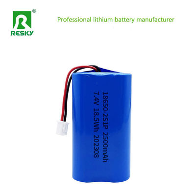 شراء Lithium Ion Battery 18650 2s 7.4V 2500mAh 18.5wh Li-ion Rechargeable Batteries تصنيع عبر الإنترنت