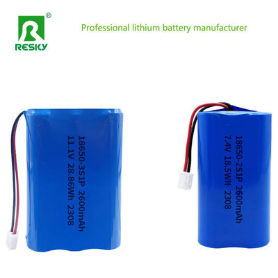 شراء 18650 Lithium Ion Batteries 11.1V 3s 2600mAh 28.86wh Rechargeable Li-ion Battery Pack تصنيع عبر الإنترنت