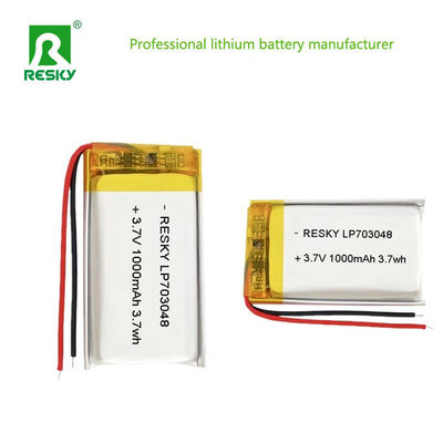 شراء Power Lipo Battery RESKY LP703048 3.7v 1000mAh 3.7Wh Rechargeable Lithium Polymer Batteries تصنيع عبر الإنترنت