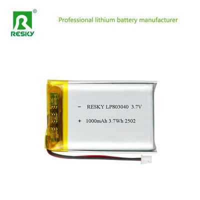 شراء Square Li-polymer Battery LP803040 3.7V 1000mAh 3.7wh Pouch Power Lithium Ion Battery Cell تصنيع عبر الإنترنت