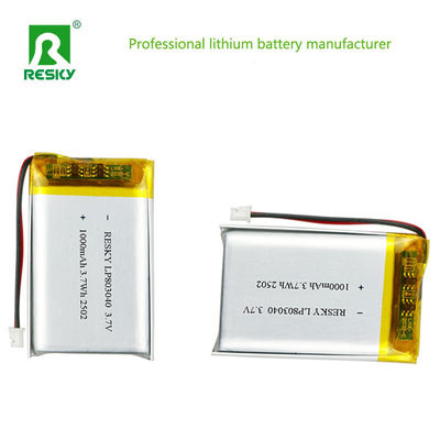 شراء Rechargeable Lipo Lifepo4 Batteries 803040 3.7v 1000mAh 3.7wh Solar Lithium Polymer Battery Cell تصنيع عبر الإنترنت