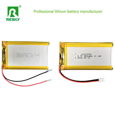 خلية بطارية الليثيوم البوليمر الشمسية 103765 3.7 فولت 7.4 فولت 3000mAh 11.1wh مع رابط Jst