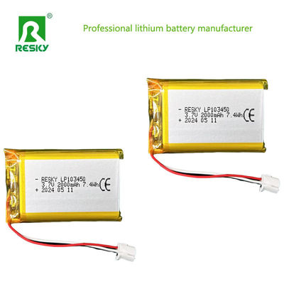 بطارية الليثيوم البوليمرية المسطحة 523450 603450 803450 103450 3.7v 2000mAh بطاريات ليبو