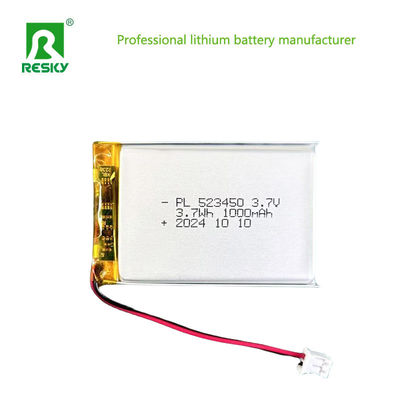 خلايا بطارية ليبو أسطوانية 523450 603450 3.7V 7.4v 1000mAh