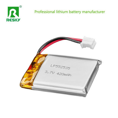 552535 3.7v 7.4v 420mAh 430mAh خلايا بطارية ليثيوم أيون التيار المستمر 0.5c الحد الأقصى لتفريغ التيار 1c