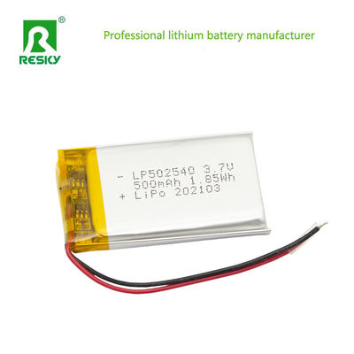 بطارية الليثيوم الشمسية القابلة لإعادة الشحن الخلية 502540 3.7v 500mAh 1.85wh بطارية ليثيوم أيون