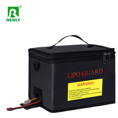 حقيبة آمنة مقاومة للماء والفضة السوداء ومقاومة للحريق والانفجار لبطارية RC Lipo، بحجم 215 × 145 × 165 ملم، للشحن الآمن