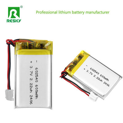 خلية بطارية ليثيوم بوليمر 602540 600mAh 3.7V 2.22wh بطاريات ليبو شمسية لشاشات طبية