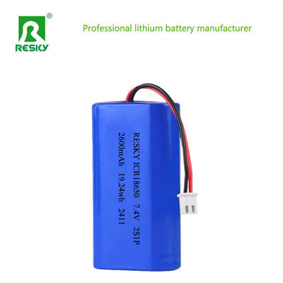 حزمة بطارية ليثيوم أيون 18650 قابلة لإعادة الشحن 2600mAh 7.4V 19.24wh